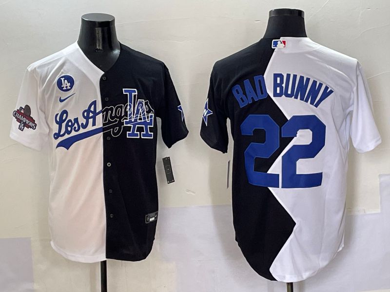 Men Los Angeles Dodgers #22 Bad bunny Black White Game Nike 2025 MLB Jersey style 7